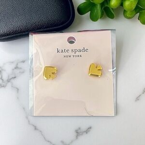 Kate Spade Heart Everyday Spade Enamel Stud Earrings Classic Gold NWT